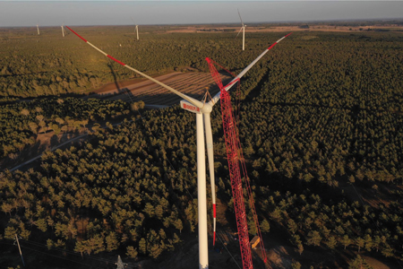 Figure 1. Wind turbine installation at the Datang wind farm in northern China Covestro Fig1