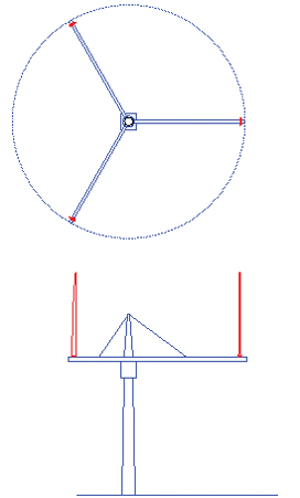 Figure 1. Top and side views of the turbine (H-rotor variation) Fig1 Windtech Future May June