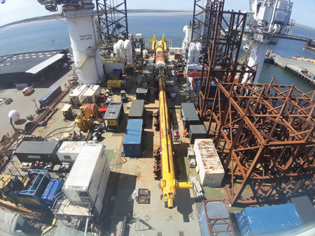 Figure 1. VBM upended on the installation vessel ready for deployment Fig 1 Fugro