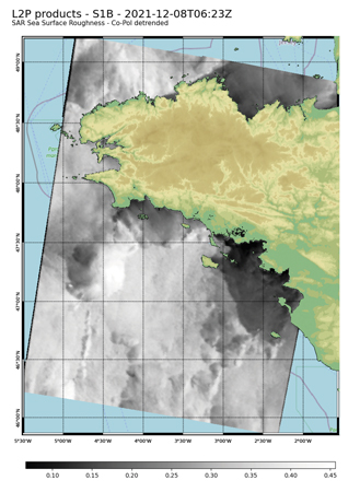 Figure 1. SAR roughness observation in Brittany (France), 8 December 2021 at 06.23 UTC CLS Figure 1 Features article