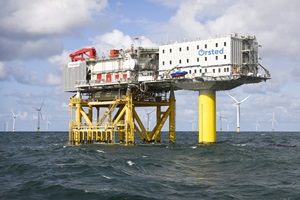 As Horns Rev 2 is located in the North Sea at a distance of 60 kilometres from the Danish Port of Esbjerg, an accommodation platform was installed for the first time ever in connection with an offshore wind farm OrstedHornsRev