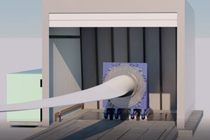 The test block for mounting the blade (courtesy Fraunhofer IWES gobasil) The test block for mounting the blade (courtesy Fraunhofer IWES gobasil)