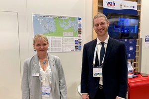 WAB Managing Director Heike Winkler and OCEaN Project Manager Cristian Passarello at the WindEurope “Electric City 2021” trade show in Copenhagen WAB Heike Winkler Cristian Passarello