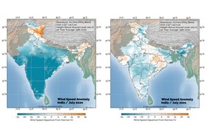 The following July 2020 and July 2021 anomaly map visualises the improvement in July 2021 (right side) compared to July 2020 (left side) anomaly map India Arcvera