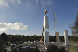 Stora Enso and Modvion partner to expand the use of wood for wind turbine towers Site view Render credit Modvion 300 200