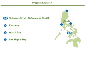 Locations of offshore wind projects in the Philippines project locations OWF Philippines