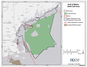 BOEM initiates information exchange regarding offshore wind energy in the Gulf of Maine GulfofMaine draft call area grey 01 04 23