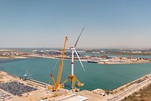 The first of three wind turbines installed at the Provence Grand Large floating offshore wind project © Ian Hanning/Capa Pictures The first of three wind turbines installed at the Provence Grand Large floating offshore wind project © Ian Hanning/Capa Pictures