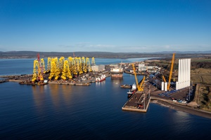 The first steel cutting of the J-tube frames for the 882MW Moray West offshore wind farm has taken place at the Port of Nigg Port of Nigg Site Overview 300 200