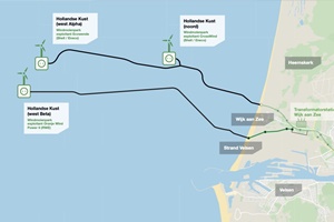 Jan de Nul installs remaining section of second sea cable for Hollandse Kust offshore wind project Trace elektriciteitskabels windparken Noord Hollandse kust 2