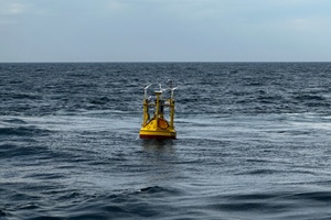 One of the measuring buoys at its location in the North Sea courtesy Fraunhofer IWES Peter Rohde